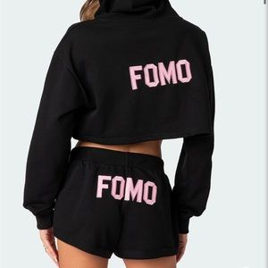 Edikted Cropped Black Fomo Hoodie